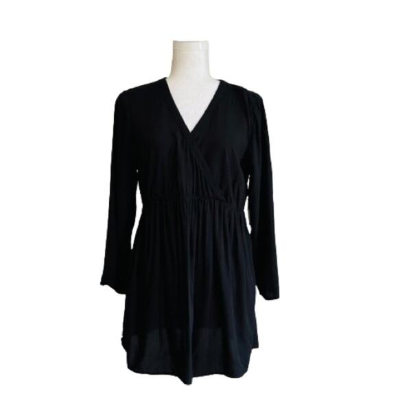 Old Navy Maternity Black V-Neck 3/4 Sleeve Tie Waist Blouse Top Size Medium - Picture 1 of 12
